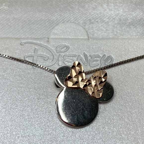 Disney Minnie Mouse Women's Two Tone Sterling Silver Minnie Pendant Necklace - Picture 1 of 7